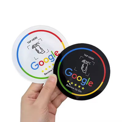 Özel 100*100mm Epoxy Google İncelemesi NFC Sticke Masa Etiketi For Yelp Tripadvisor