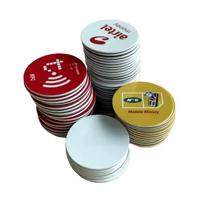 Yuvarlak NFC Token RFID Coin Tag Erişim Kontrolü Çip Dikkate Alımlı