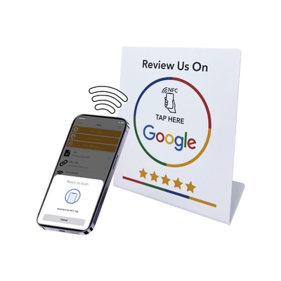 Özel NFC Stand Sosyal Medya İncelemesi NFC PVC Google İnceleme Kartı Menü Görüntüleme Standı